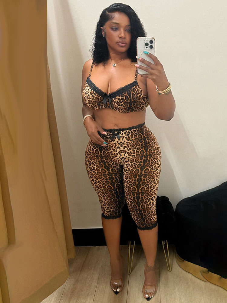 Doyerl Leopard Print Sexy Club - Lace Bralette Set review and price